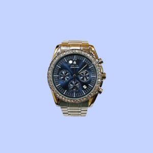 Omega Speedmaster Chronograph watchwith Diamond Bezel – Silver Strap