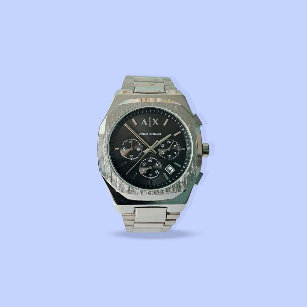 Armani Exchange AX Men’s Chronograph Stainless Steel Watch - Silver/Black Dial (First Copy)